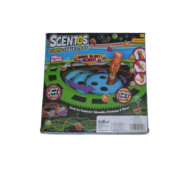 New Scentos Scented Chalk Sticks Monsters Spiral Set 7 Pieces Berry Scent - Picture 2 of 2